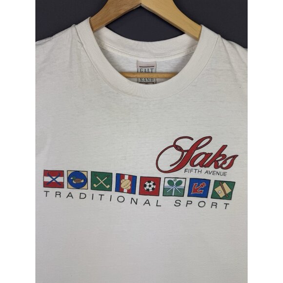 Vintage 90's Saks Fifth Avenue Traditional Sport Rare White Shirt Promo XL Art T - Picture 3 of 12